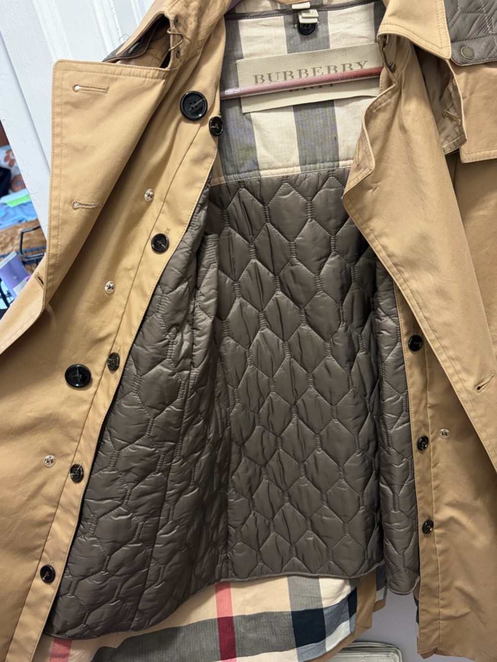 Burberry Tan/Camel Double-Breasted Trench Coat with Detachable Hood and Lining - Picture 3 of 12